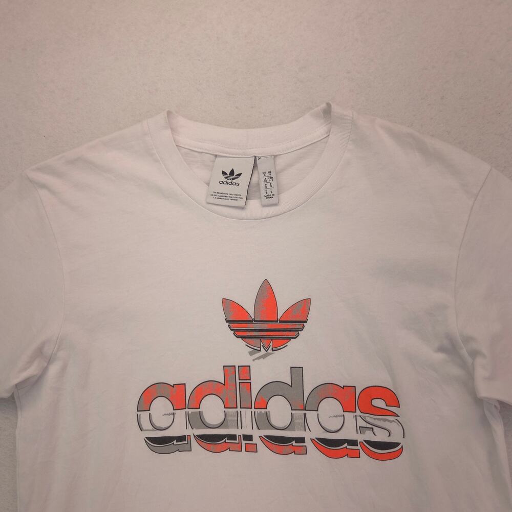 Adidas Casual Crew Neck Short Sleeve Graphic T Shirt Mens Size S White 16241